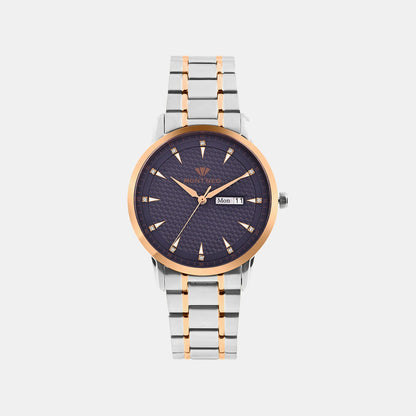 Women Quartz Blue Dial Analog Metal Watch L8505D-M1305