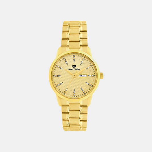 Women Quartz Gold Dial Analog Metal Watch L8505D-M2209