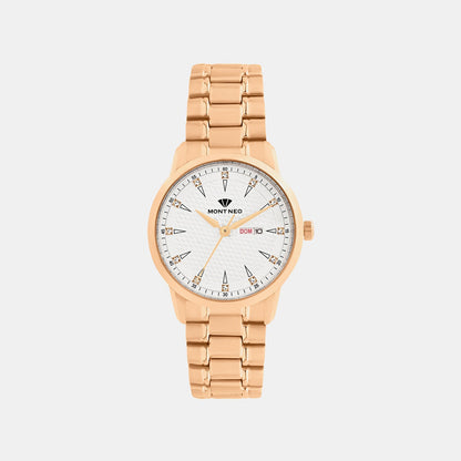 Women Quartz Silver Dial Analog Metal Watch L8505D-M3303