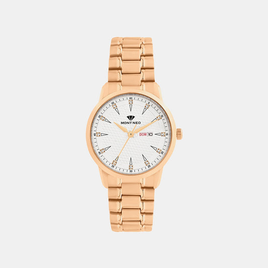Women Quartz Silver Dial Analog Metal Watch L8505D-M3303