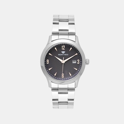 Men Quartz Grey Dial Analog Stainless Steel Watch 8010E-M1115