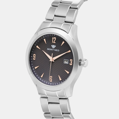 Men Quartz Grey Dial Analog Stainless Steel Watch 8010E-M1115