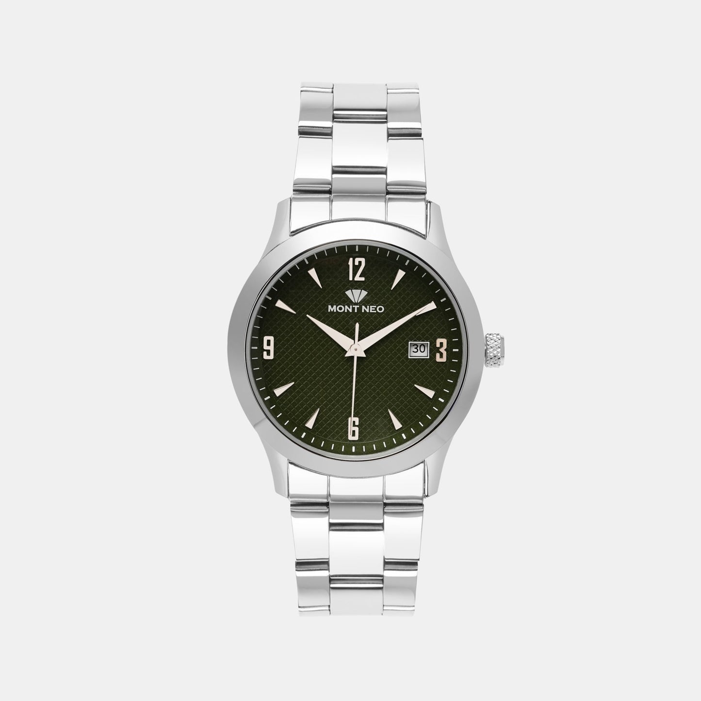 Men Quartz Green Dial Analog Stainless Steel Watch 8010E-M1114